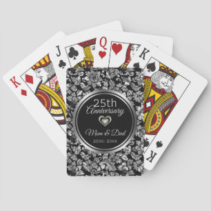 Black And Silver Damask 25th Anniversary Playing Cards