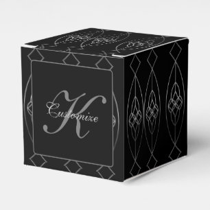 Black And Silver Deco Cube Favor Box