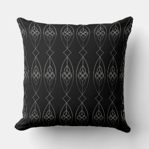 Black And Silver Deco Throw Pillow