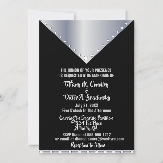 Black and Silver Elegant Modern Wedding Invitation (Front)