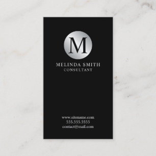 Black and Silver Elegant Monogram Business Card
