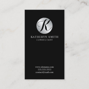 Black and Silver Elegant Monogram Business Card