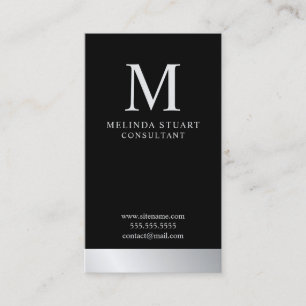 Black and Silver Elegant Monogram Business Card