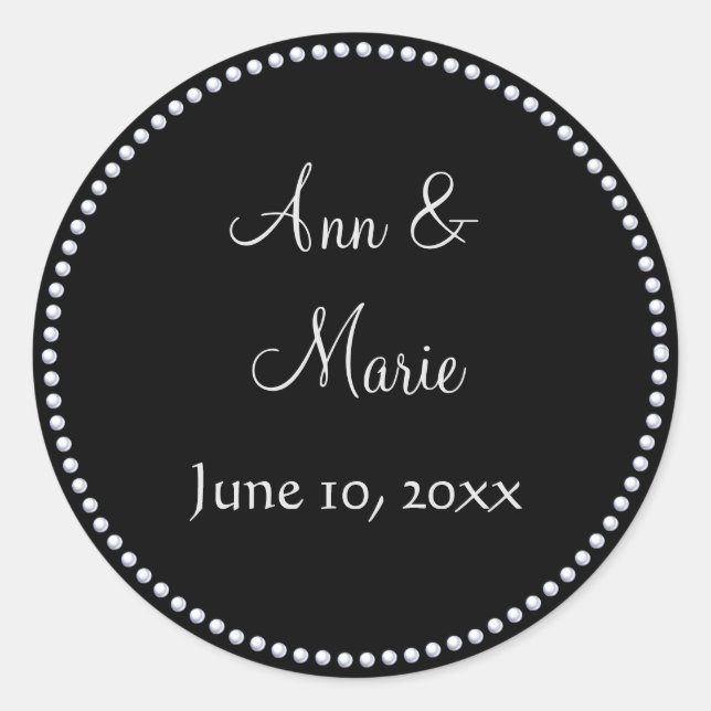 Black and Silver Faux Glitter Wedding Sticker (Front)