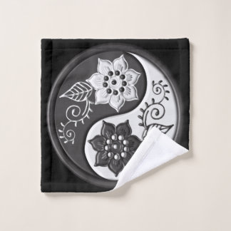 Black and Silver Floral Yin Yang
