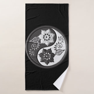 Black and Silver Floral Yin Yang