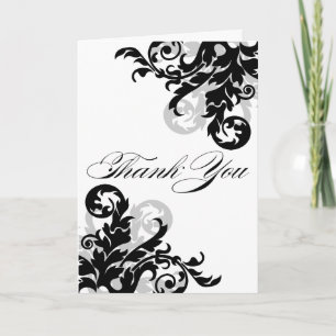 Black and Silver Flourish Thank You Card
