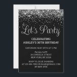 Black and Silver Glitter 30th Birthday Party 30 Invitation<br><div class="desc">Custom Glitter Invite Customized 30th,  35th Birthday invitation Let's party,  digital template Thirty Any Age,  Instant download Forty Fifty Sixty,  Personalized 21st 40th 50th 60th,  Elegant Milestone Celebrate Sweet 16,  Custom 18th Glam Golden Confetti,  Adult Calligraphy Modern Stylish script,  Chic trendy simple for her,  Bling 16th quinceanera 15th celebration</div>