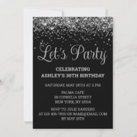 Black and Silver Glitter 30th Birthday Party 30
