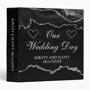 Black and Silver Glitter Agate Wedding Photo Album Binder