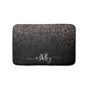 Black and Silver Glitter Bath Mat