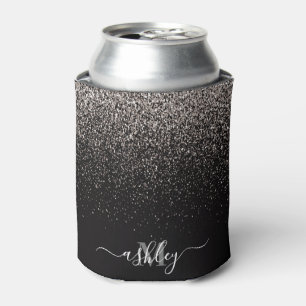 Black and Silver Glitter Can Cooler