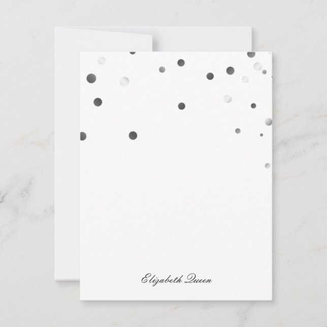 Black and Silver Glitter Dot Invitation Stationery (Front)