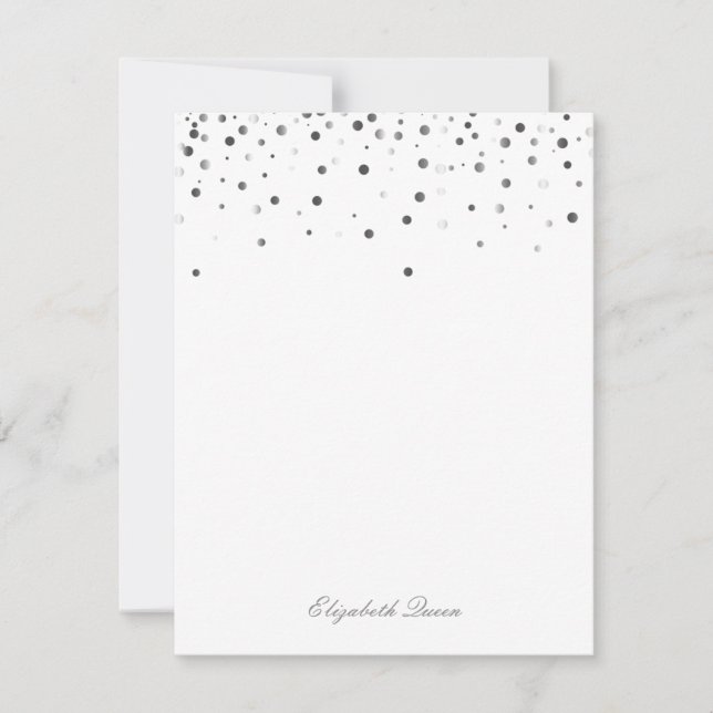 Black and silver Glitter Dot Invitation Stationery (Front)