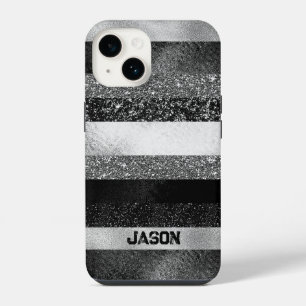 Black and Silver Glitter iPhone 14 Case