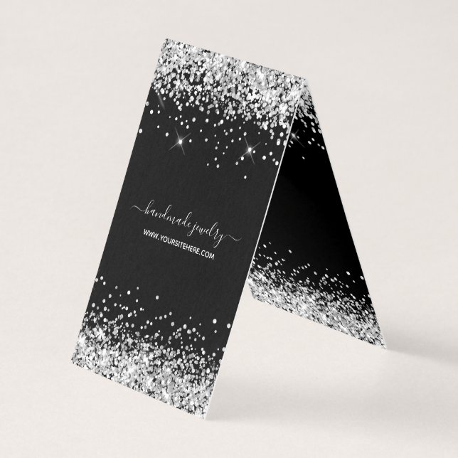 Black and Silver Glitter Necklace Display Cards (Front)