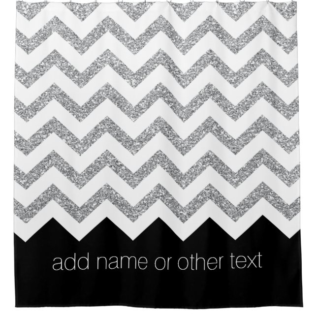 Black and Silver Glitter Print Chevrons and Name (Front)