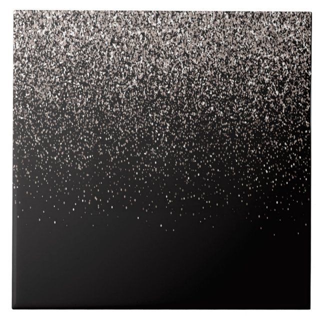 Black and Silver Glitter Tile (Front)