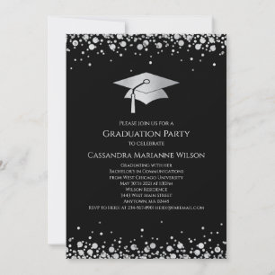 Black and Silver Graduation Invitation