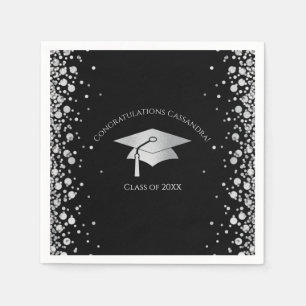 Black and Silver Graduation Napkin