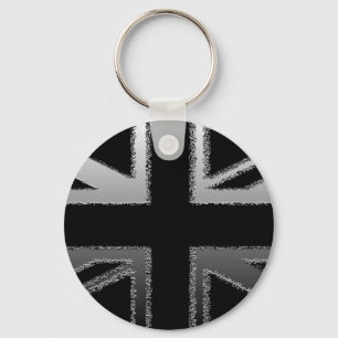 Black and Silver Gray Union jack Flag Keychain