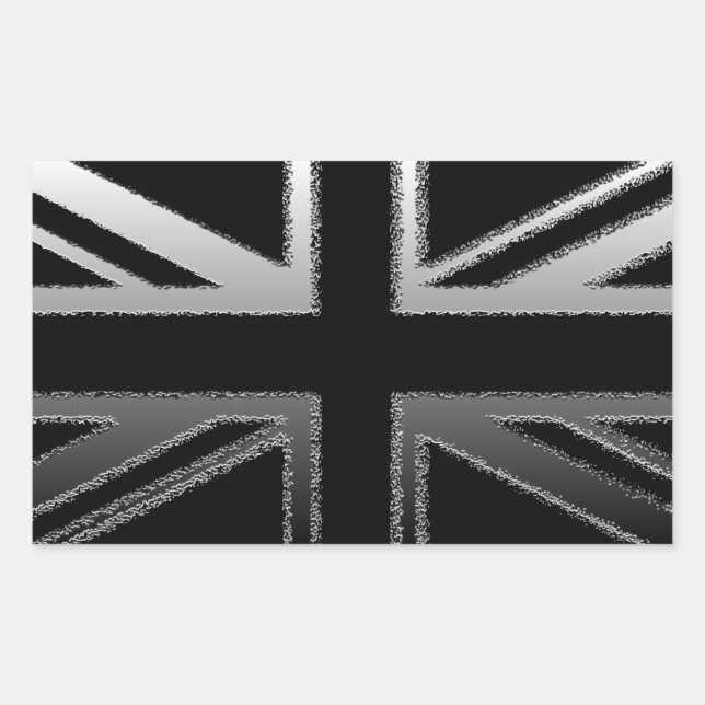 Black and Silver Gray Union jack Flag Sticker (Front)