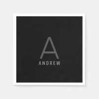 Black and Silver Grey Personalized Monogram Name