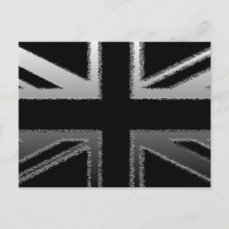 Black and Silver Grey Union jack Flag Postcard
