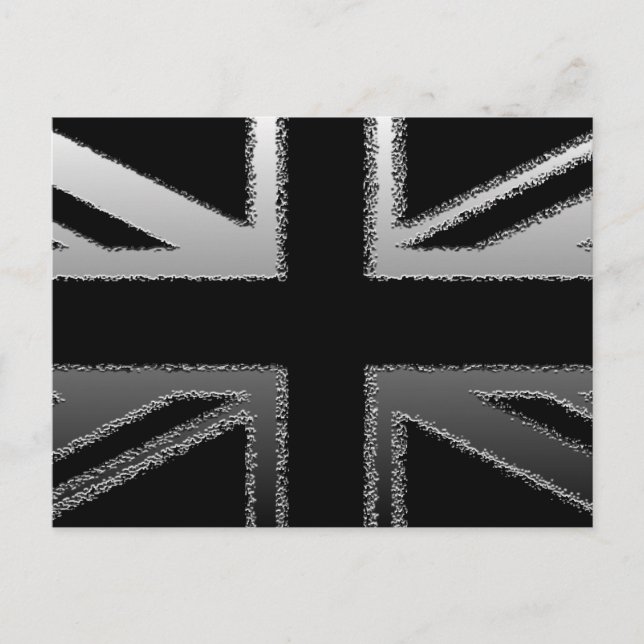 Black and Silver Grey Union jack Flag Postcard (Front)
