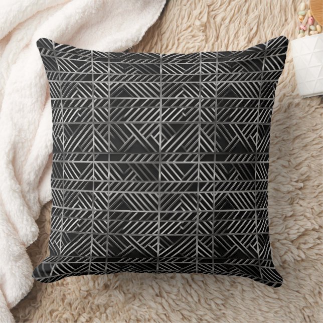 Black and silver gridlock pattern  throw pillow (Blanket)