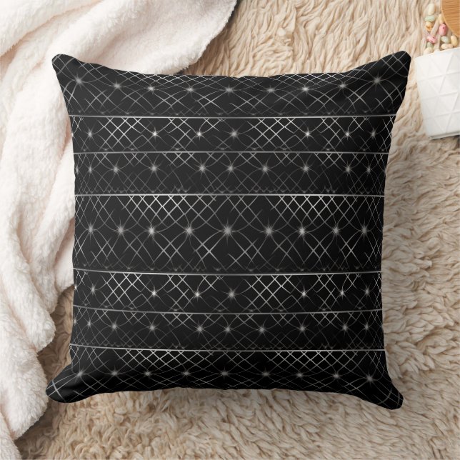 Black and silver gridlock pattern  throw pillow (Blanket)