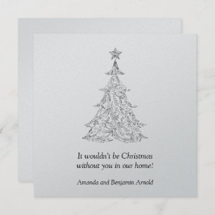 Black and Silver Holiday Tree Invitation