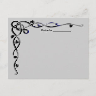 Black and Silver Leaf Vine Recipe Blank Card