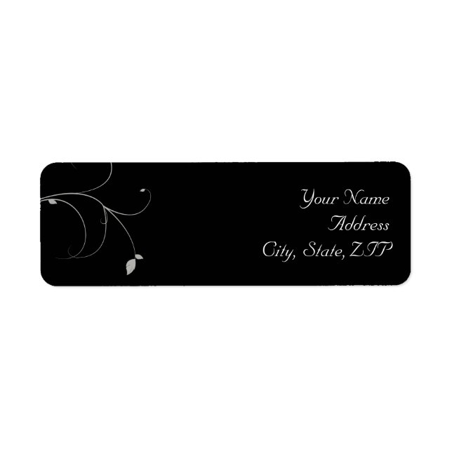 Black and Silver Leaves Fall Return Address (Front)