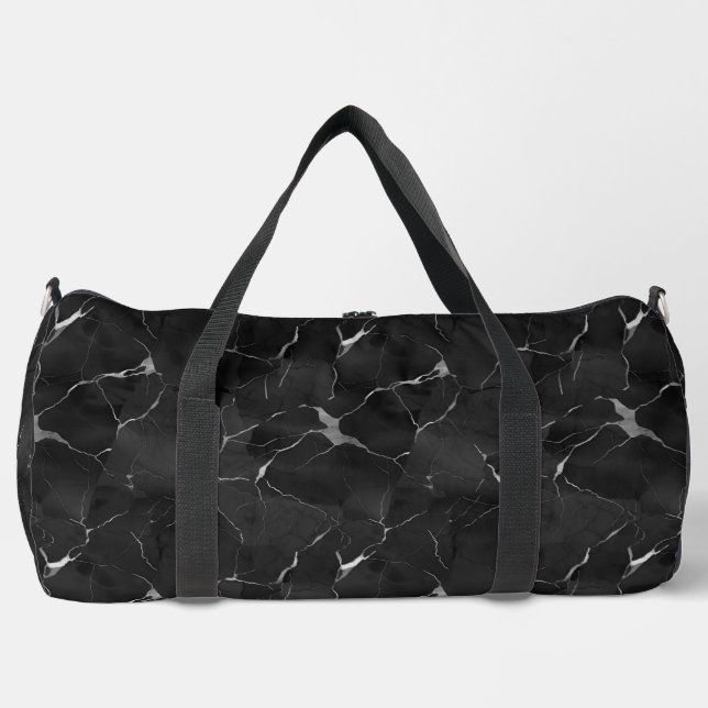 Black And Silver Marbleized  Duffle Bag (Front)