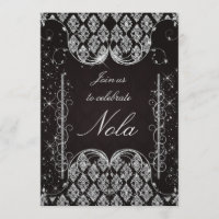 Black and Silver Masquerade Party Invitation