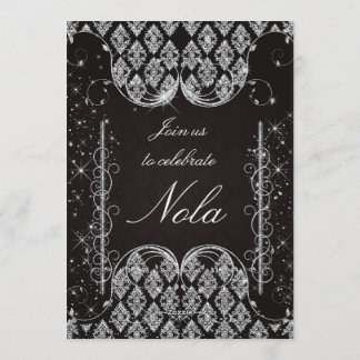 Black and Silver Masquerade Party Invitation