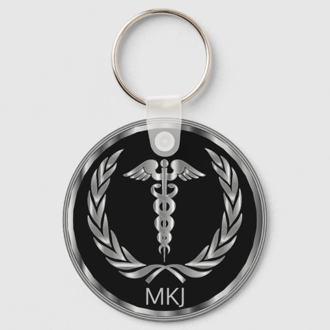 Black and Silver Medical - Monogram Keychain (Front)