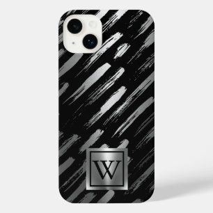 Black and Silver Metallic Abstract iPhone 14 Plus Case