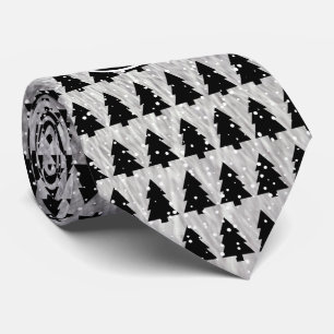 Black And Silver Metallic Christmas Tree Tie