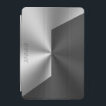Black and silver metallic look background iPad mini cover<br><div class="desc">Black and silver geometric background,  metallic look with a customizable background.</div>