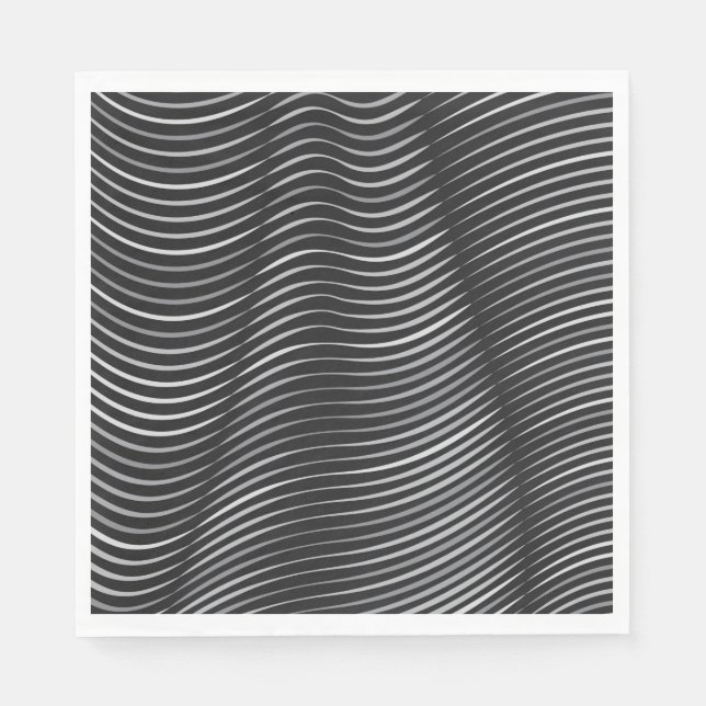 Black and Silver Optical Illusion  Napkin (Front)