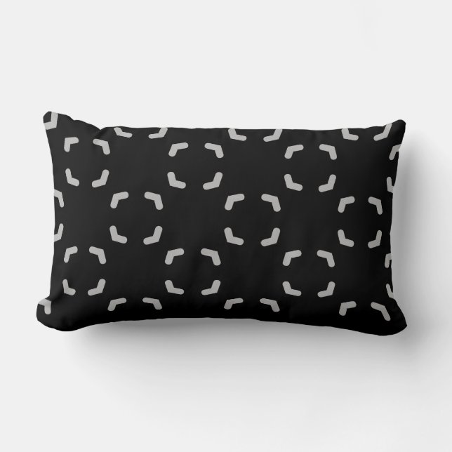 Black and Silver Pattern Lumbar Pillow (Front)