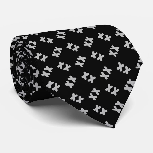 Black and Silver Pattern Tie (Rolled)