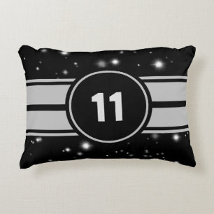 Black and Silver Racing Stripes Starlight Accent Pillow