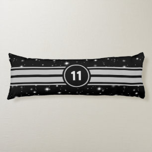 Black and Silver Racing Stripes Starlight Body Pillow