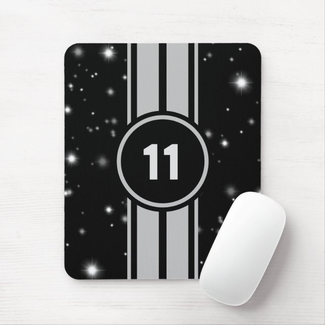 Black and Silver Racing Stripes Starlight Mouse Pad (With Mouse)