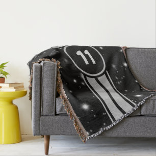 Black and Silver Racing Stripes Starlight Throw Blanket
