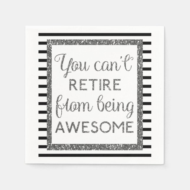 Black and Silver Retirement Napkin (Front)