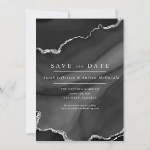 Black and Silver Save the Date Invitation